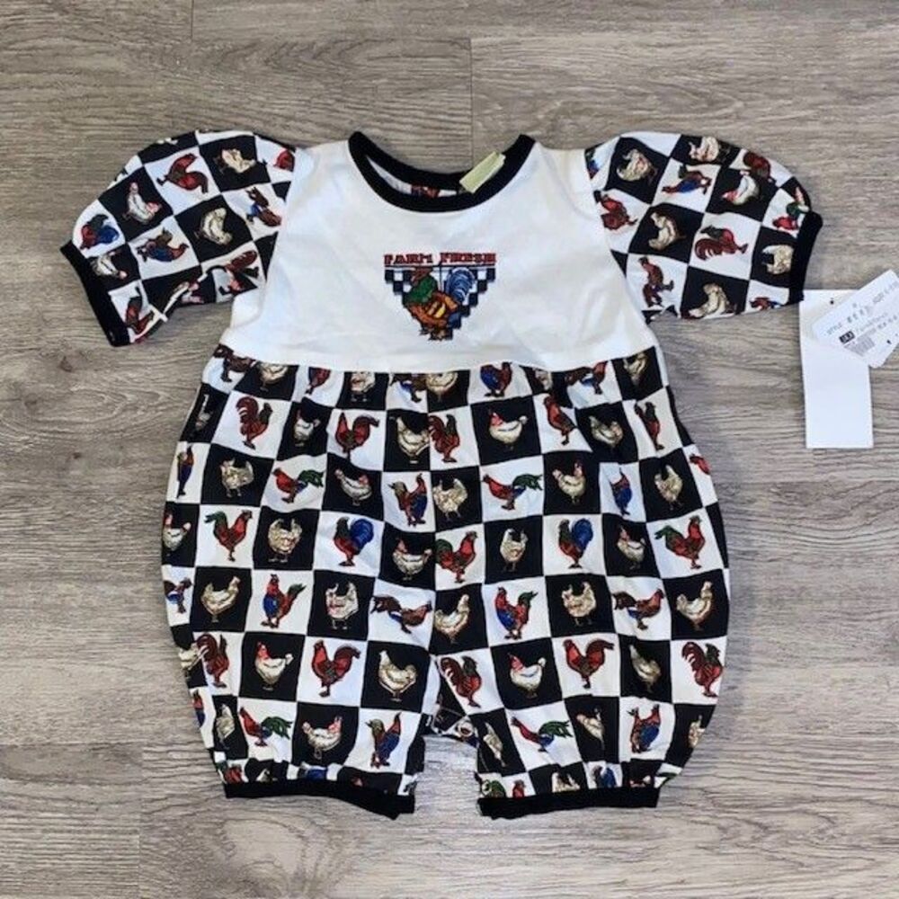 Vintage Go! Baby Rooster Hen Farm Fresh One Piece Romper NWT 6-9 Months